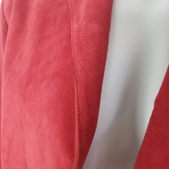 Mel & Lisa red leather jacket washable suede open front size 10 - Picture 3 of 7